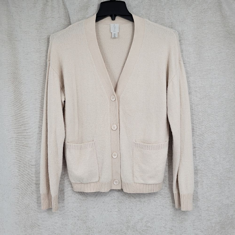 Joie Cream Cardigan Fuzzy Butter Soft Cardigan Women's Size Large - Picture 2 of 10